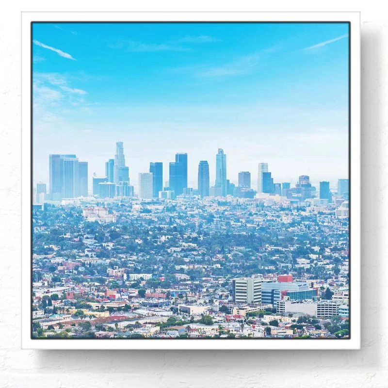 Skyline Los Angeles Panorama im weißen Bilderrahmen, 50x50cm