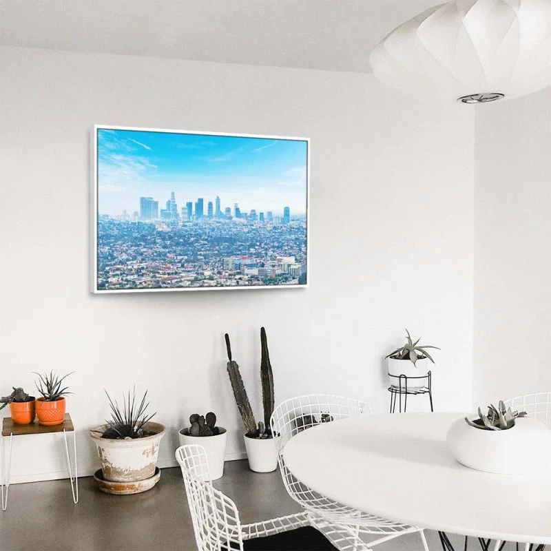 Skyline Los Angeles Panorama im weißen Bilderrahmen, 110x50cm