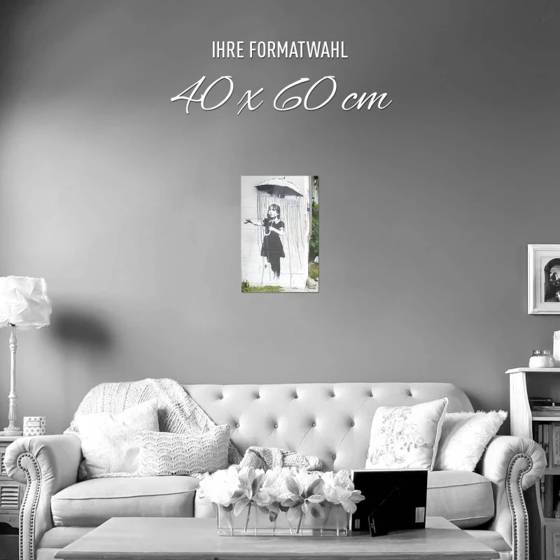 Poster 40x60cm im Hochformat, girl with umbrella Banksy Art