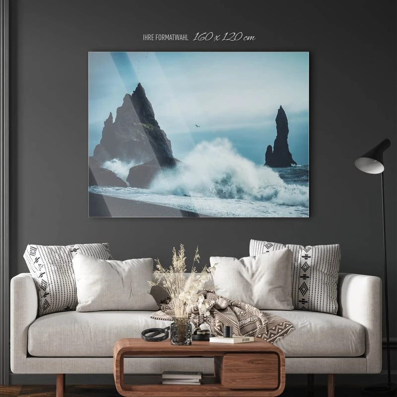 Acrylglasbild XXL, Berge & Gebirge Island Klippen 160x120cm groß