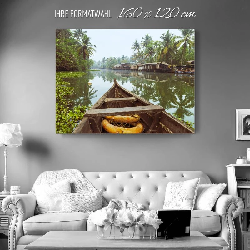 Alu-Dibond Bild XXL, Flüsse & Seen Kumarakom Indien 160x120cm groß