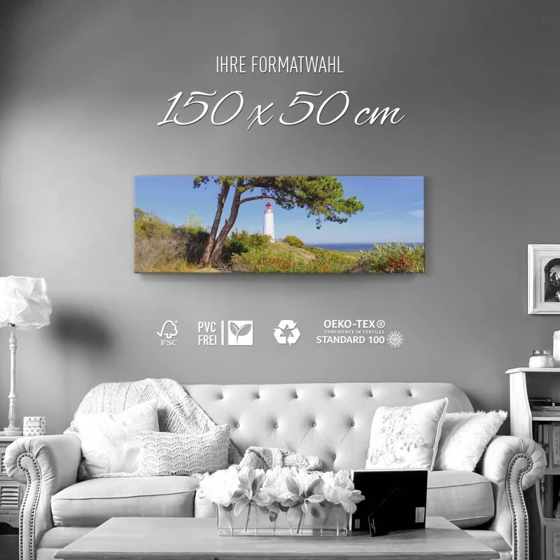 Keilrahmenbild 150x50cm, Strand & Meer Leuttchtturm Hiddensee Ostsee