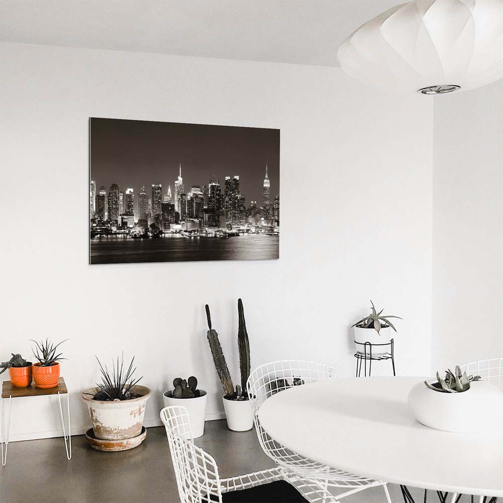 Skyline New York nachts als Acrylglasverbund Bild 180x90cm
