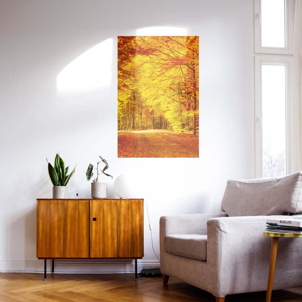 Großformat WandPoster Wald & Bäume Goldener Waldweg, 180x90cm