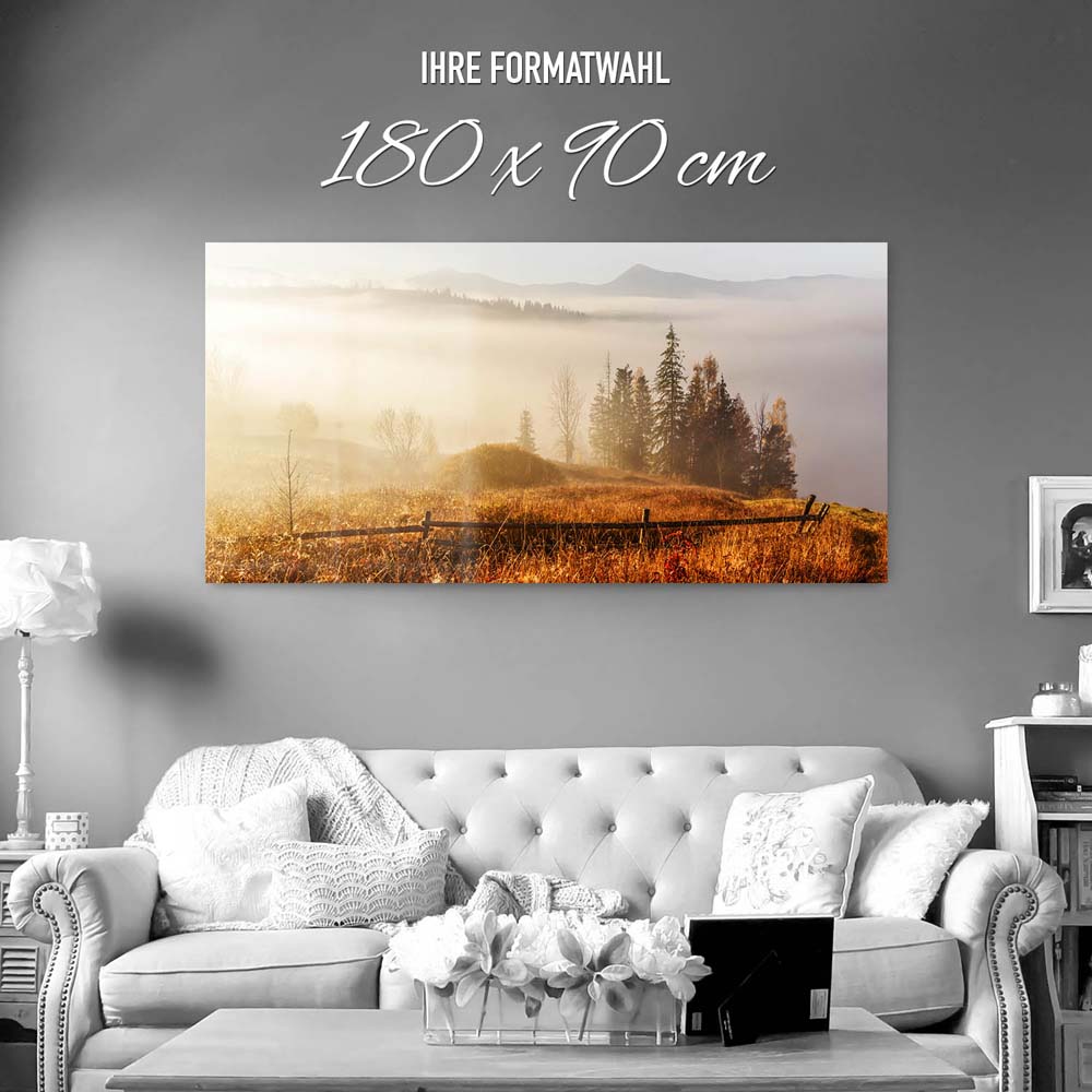 Panorama Acrylglasbild 180x90cm Wald & Bäume Herbst in den Karbaten