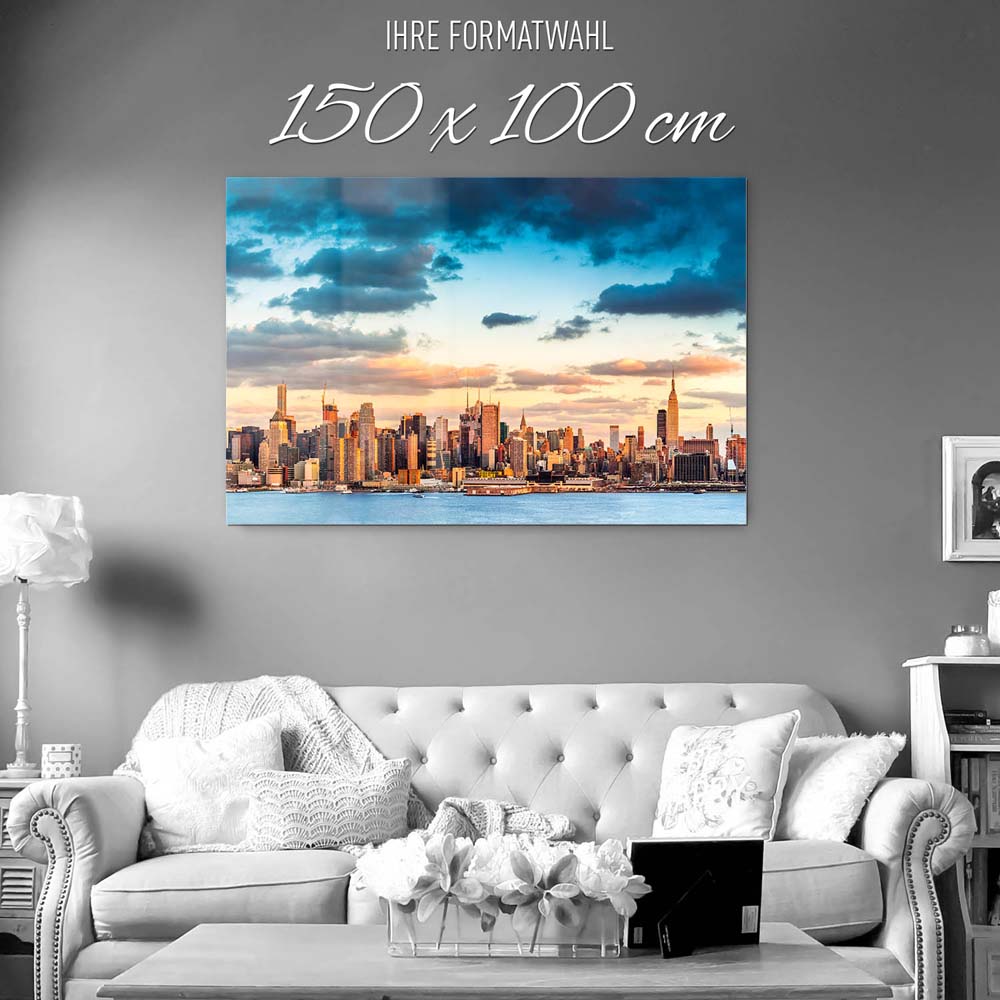 Skyline Panorama von New York als Acrylglasverbund Bild 150x100cm