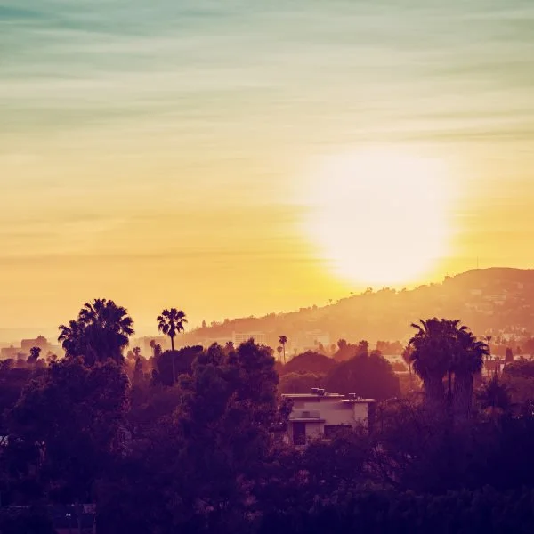 WandPoster Skyline Los Angeles sunset, 50x50cm