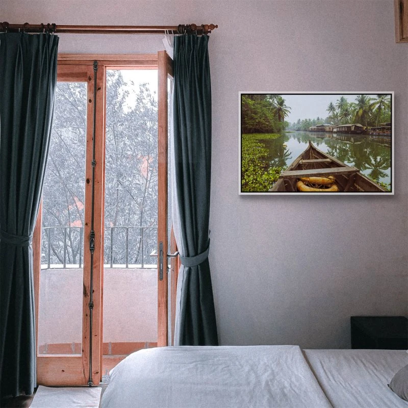 Flüsse & Seen Kumarakom Indien im weißen Bilderrahmen, 60x40cm
