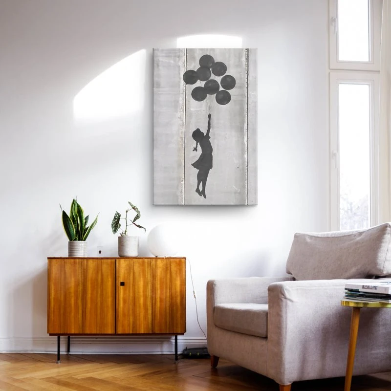Leinwandbild Hochformat XXL 100x150cm, Banksy Girl with ballons