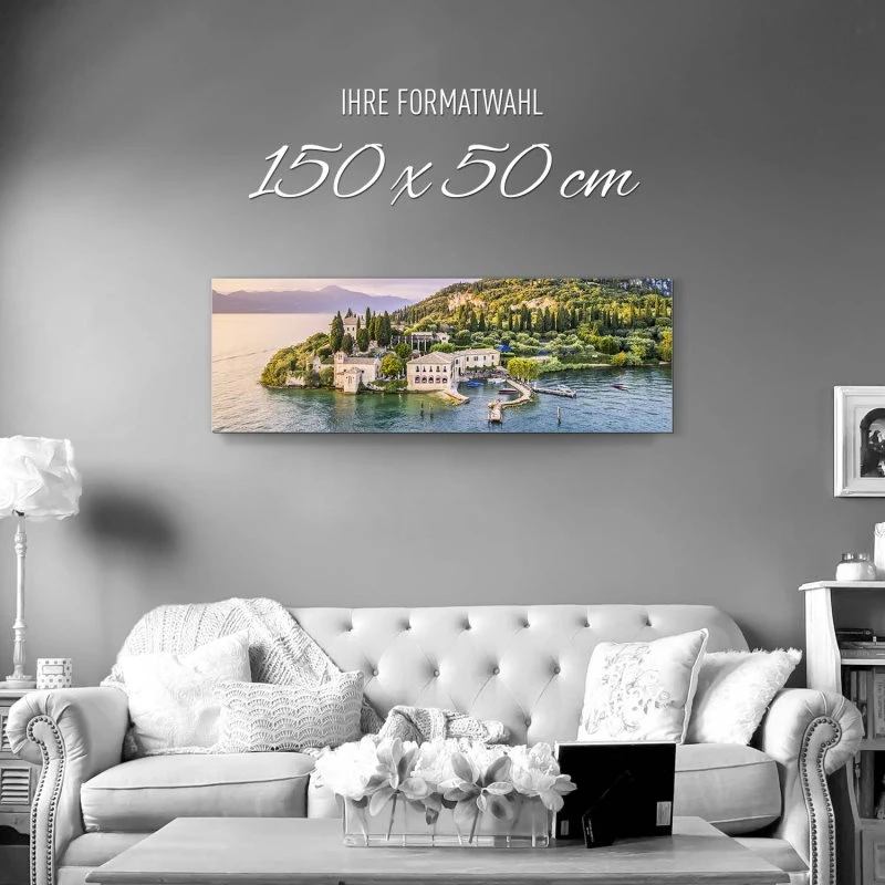 Alu-Dibond Bild 150x50cm groß Strand & Meer Punta San Vigilio, Gardasee