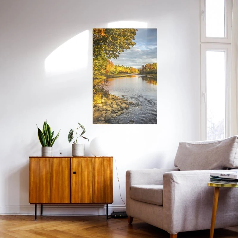 Poster 40x60cm im Hochformat, Herbstidylle USA Flüsse & Seen