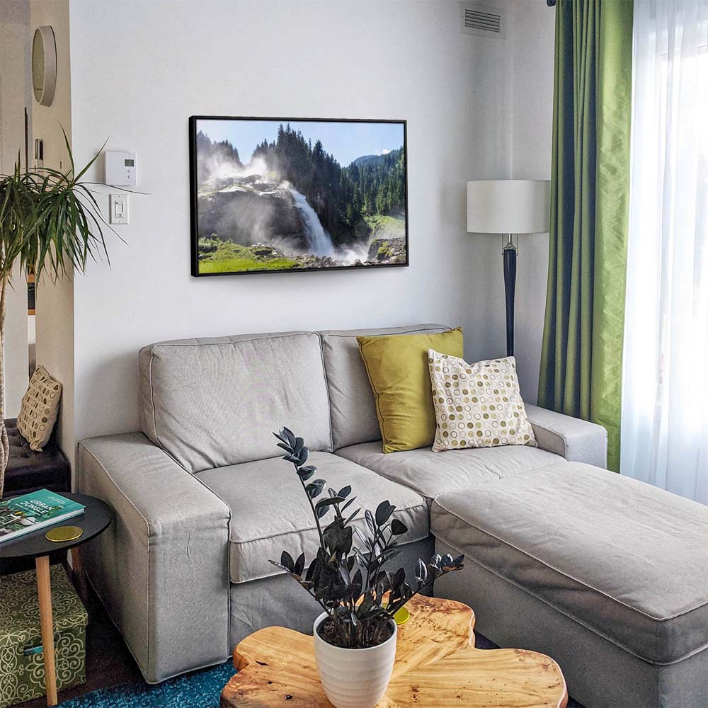 Wald & Bäume Krimmler Wasserfälle im schwarzen Bilderrahmen, 120x60cm