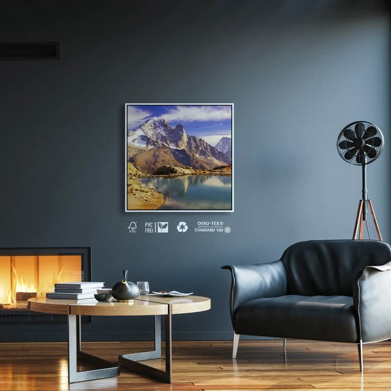Berge & Gebirge Crystal Lakes Franz. Alpen im weißen Bilderrahmen, 80x80cm