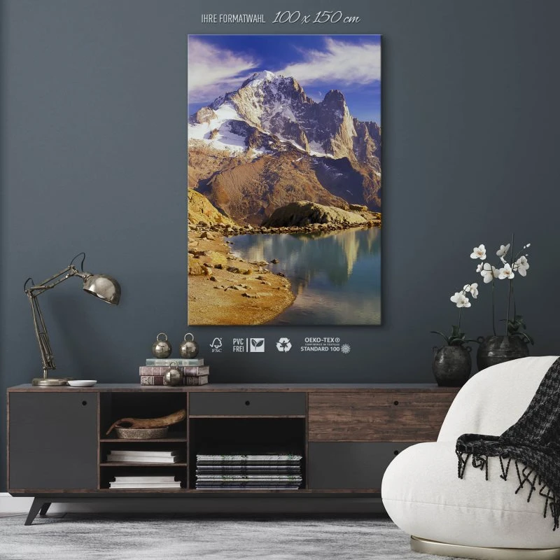Leinwandbild Hochformat XXL 100x150cm, Berge & Gebirge Crystal Lakes Franz. Alpen