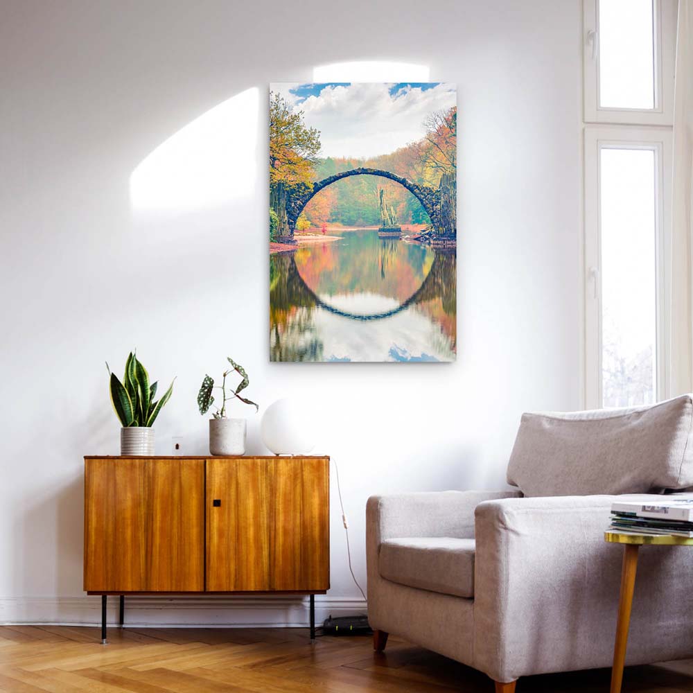 Poster 50x50cm Herbst Rakotzbrücke, Kromlau Wald & Bäume