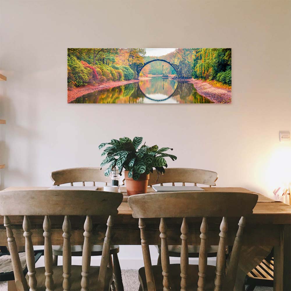 Panorama Acrylglasbild 180x90cm Wald & Bäume Herbst Rakotzbrücke, Kromlau