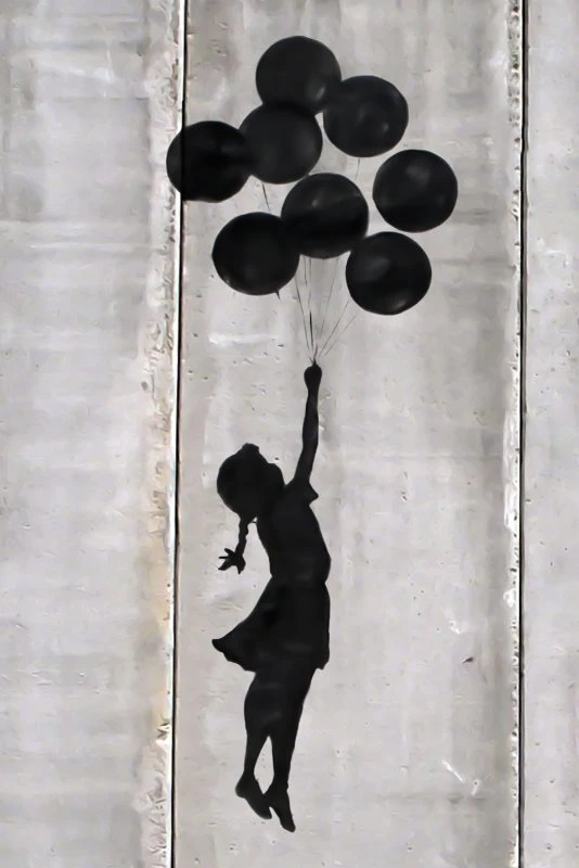 Leinwandbild Hochformat XXL 100x150cm, Banksy Girl with ballons