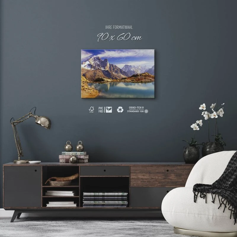 Keilrahmenbild Berge & Gebirge, Crystal Lakes Franz. Alpen 90x60cm groß