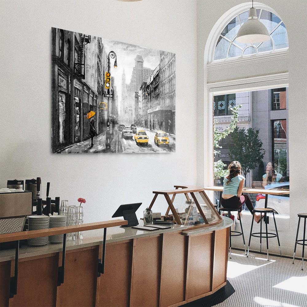 Panorama Acrylglasbild 180x90cm Skyline Gemäldeoptik, schwarz weiß, 