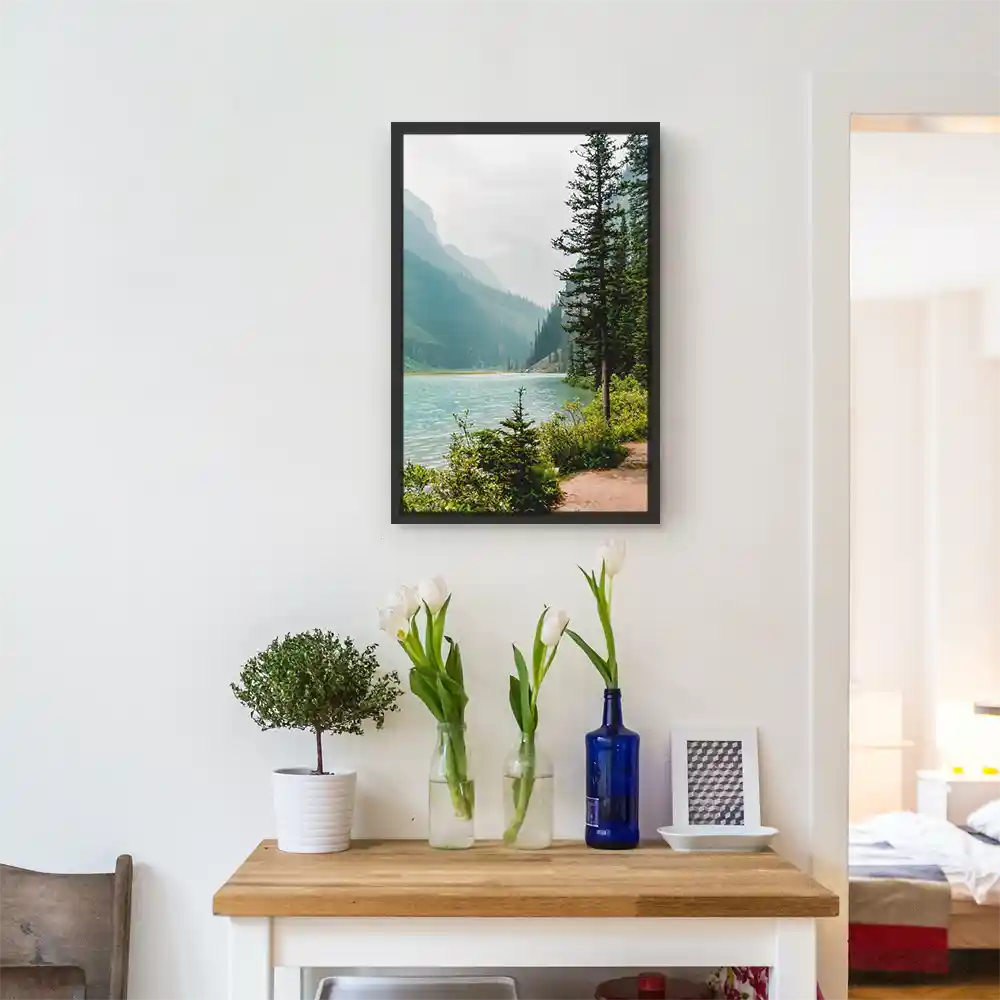 Flüsse & Seen Banff National Park Kanada im Hochformat 80x120cm mit schwarzen Bilderrahmen