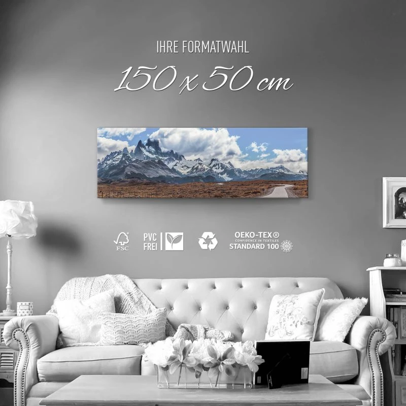 Berge & Gebirge Fitz Roy als Leinwand Bild 150x50cm