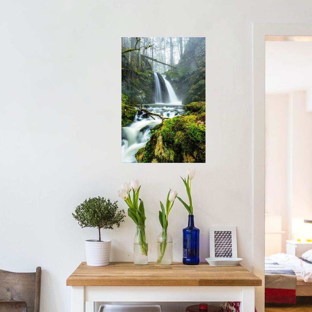 Wald & Bäume Wasserfall im Schwarzwald Poster XXL 100x150cm im Hochformat