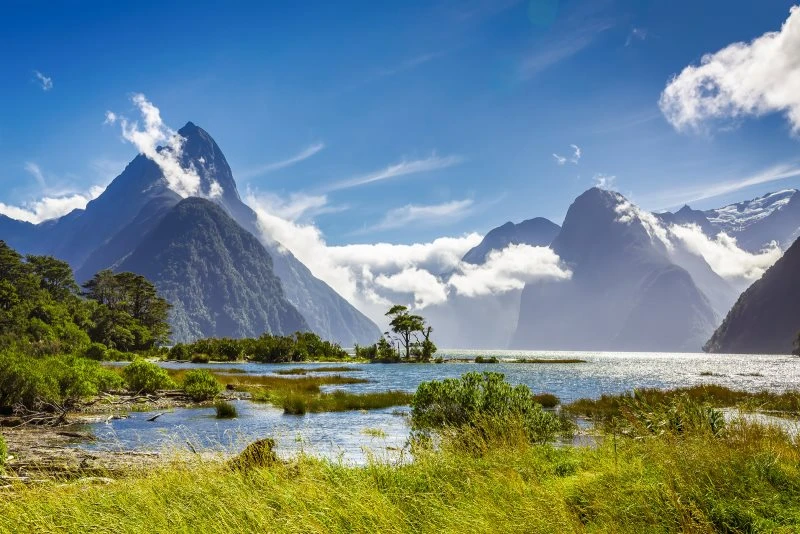 Berge & Gebirge Neuseeland Milford Sound Fjord als Alu-Dibond Bild 90x60cm