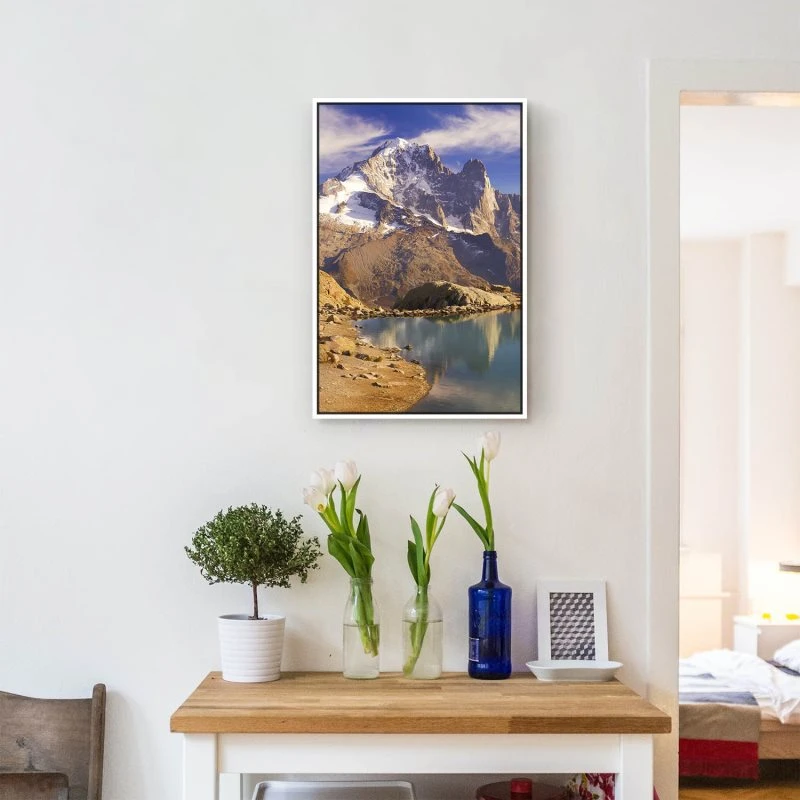 Berge & Gebirge im Hochformat 60x90cm Crystal Lakes Franz. Alpen mit weißen Bilderrahmen