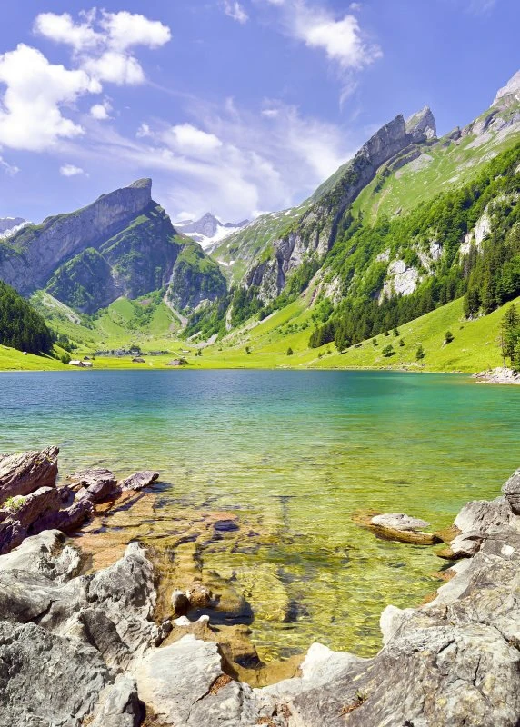 Poster 50x70cm Seealpsee Alpen Berge & Gebirge