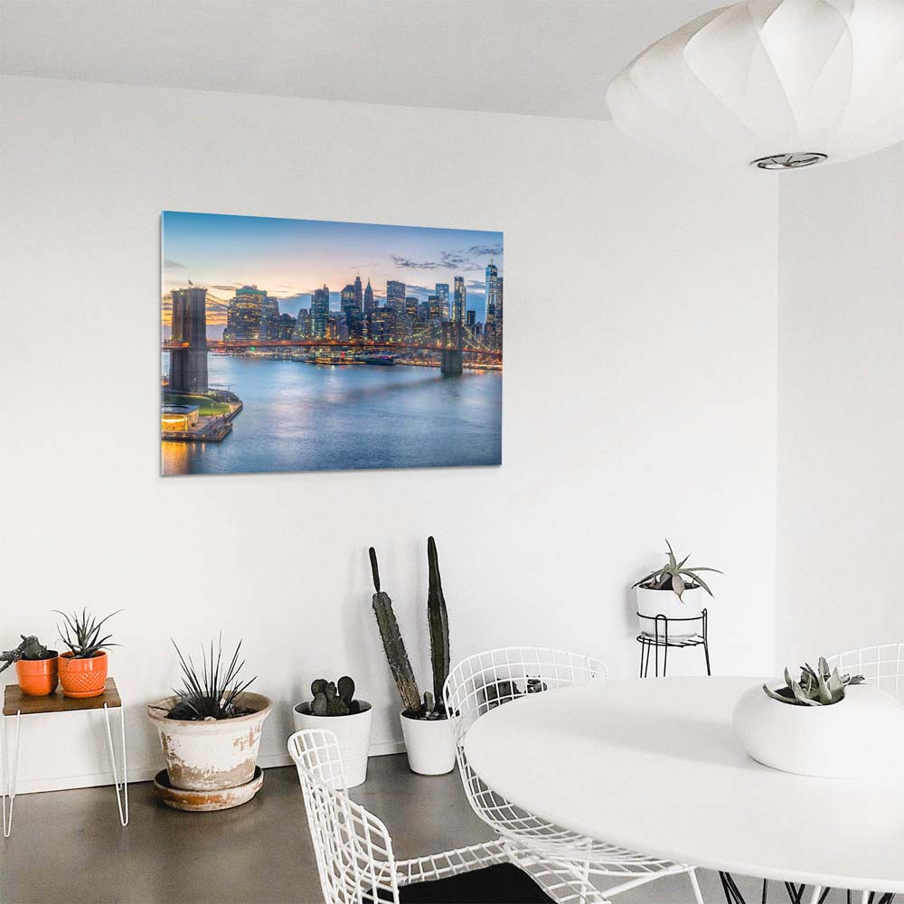 Acrylglasbild Skyline, Brooklyn Brigde Night, 110x50cm groß