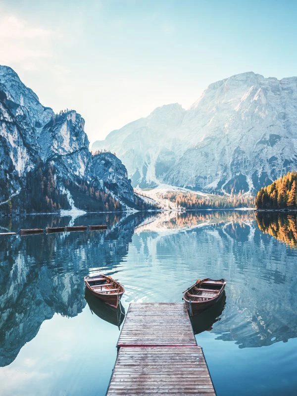 Poster 60x80cm groß, Berge & Gebirge Pragser Wildsee Dolomiten