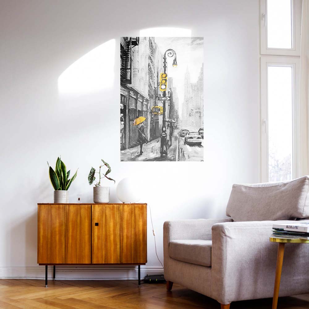 WandPoster Skyline Gemäldeoptik, schwarz weiß, , 50x50cm