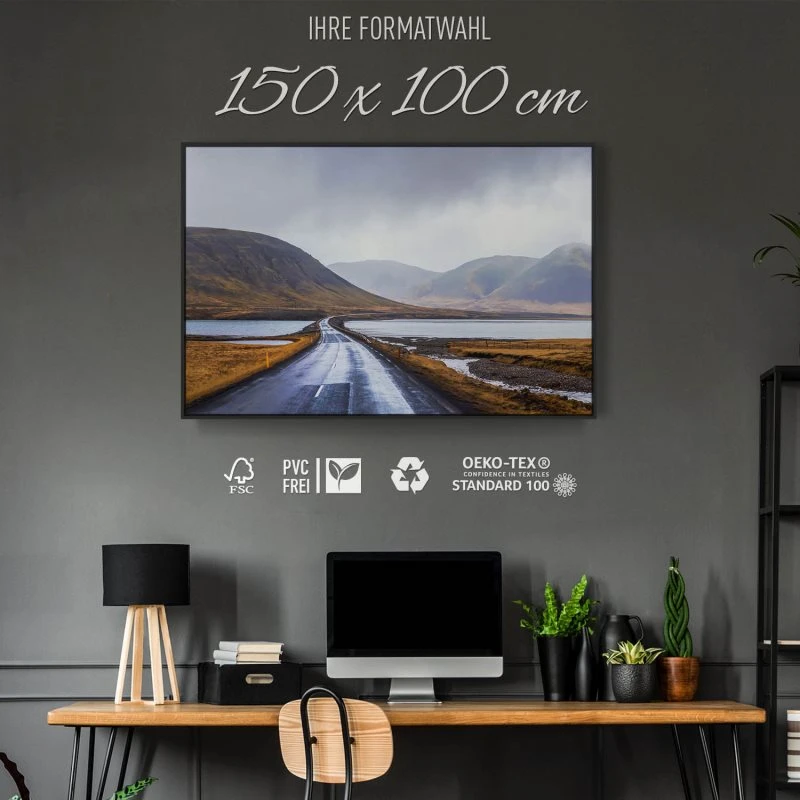 Berge & Gebirge Halbinsel Snæfellsnes Island im schwarzen Bilderrahmen, 150x100cm