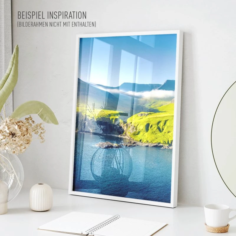 Poster 40x60cm im Hochformat, Klippen Färör Inseln Berge & Gebirge