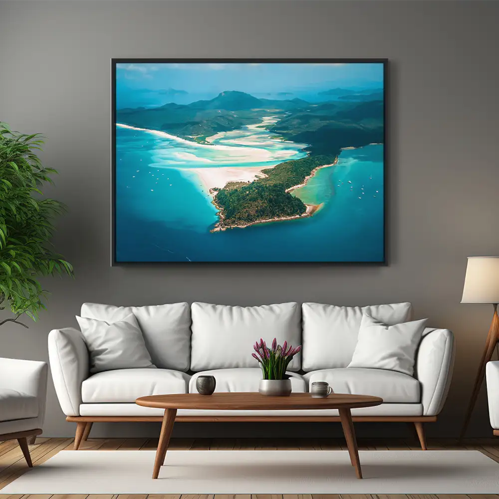 Strand & Meer Panorama Australien im schwarzen Bilderrahmen, 160x120cm