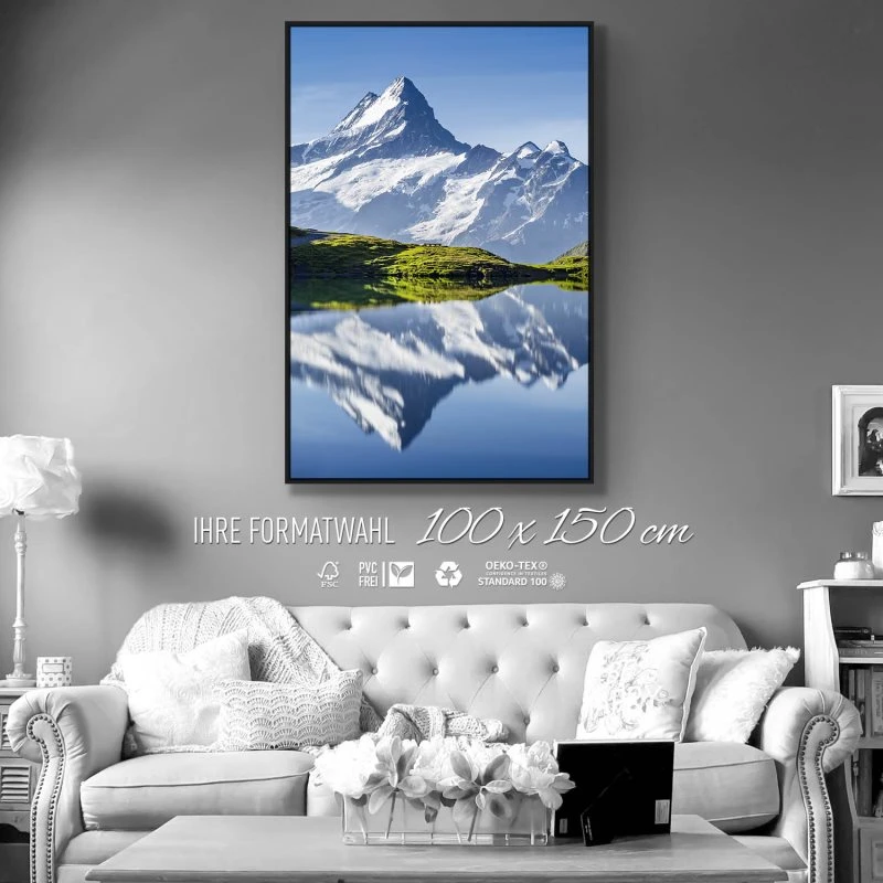 Berge & Gebirge Bachalpsee Schweiz im Hochformat 100x150cm mit schwarzen Bilderrahmen