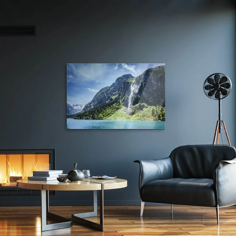 Berge & Gebirge Zillertal Wasserfall als Acrylglasverbund Bild 160x120cm