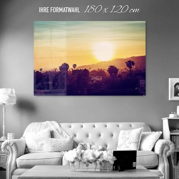 XXL Acrylglasbild 180x120cm groß, Skyline Los Angeles sunset