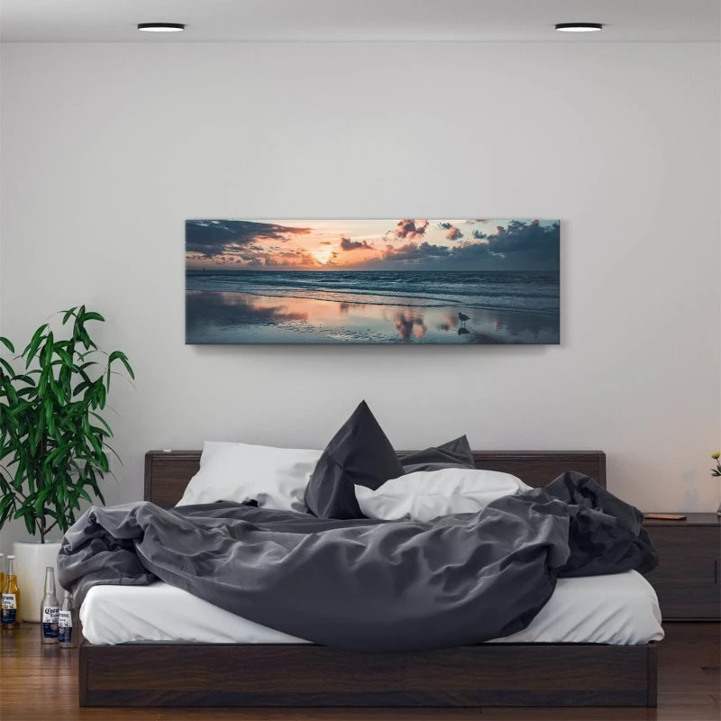 Strand & Meer Sonnenuntergang Nordsee als Leinwand Bild 150x50cm
