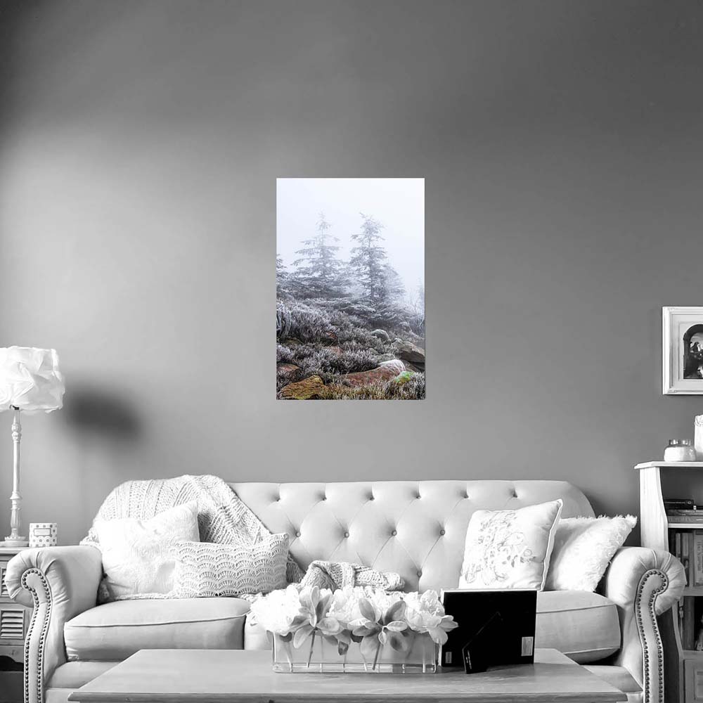Poster 60x90cm im Hochformat, Schwarzwald Frost Wald & Bäume