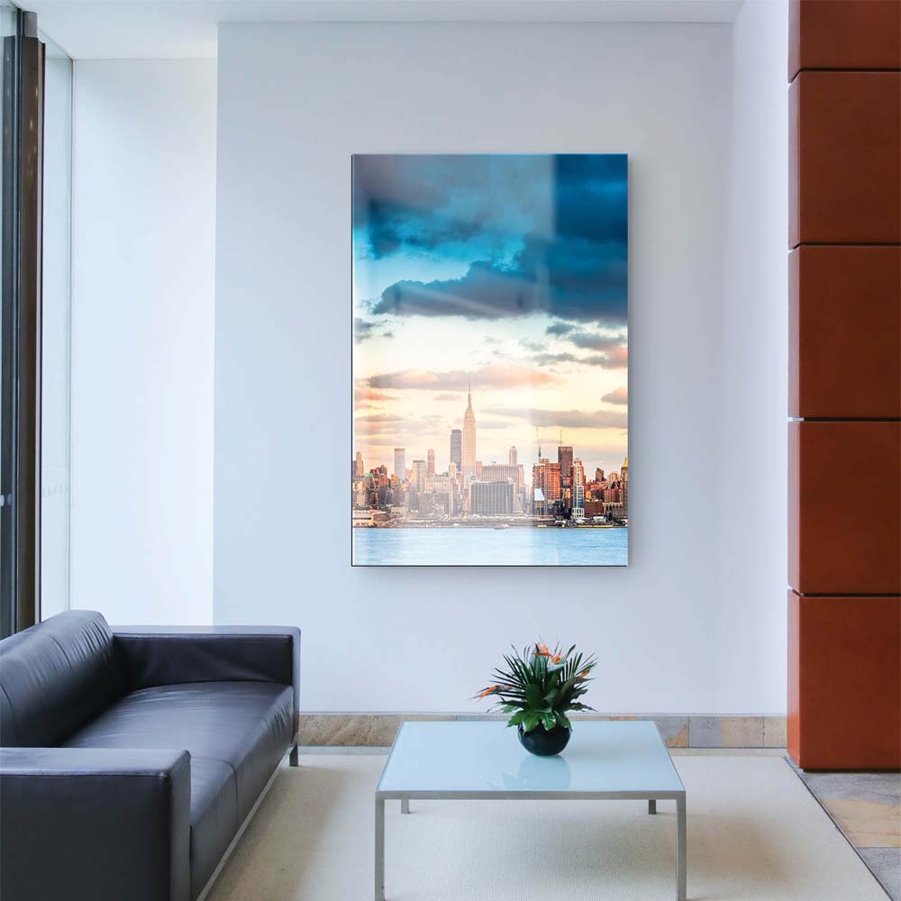 Skyline im Hochformat, 100x150cm Panorama von New York als XXL Acrylglasverbund Bild