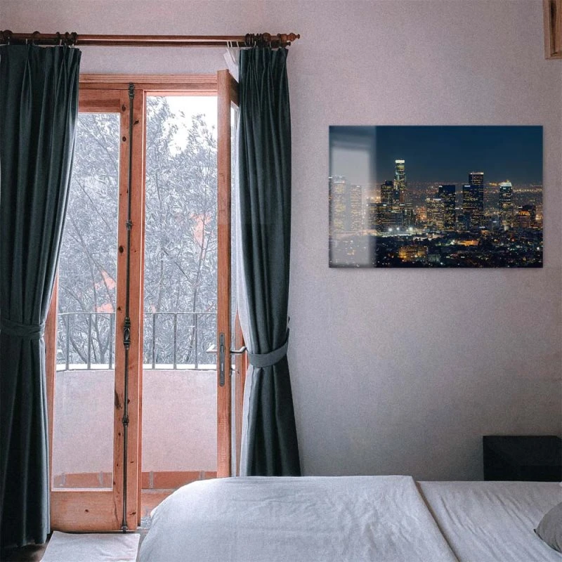 Skyline Los Angeles Nachts als Acrylglas Bild 50x50cm