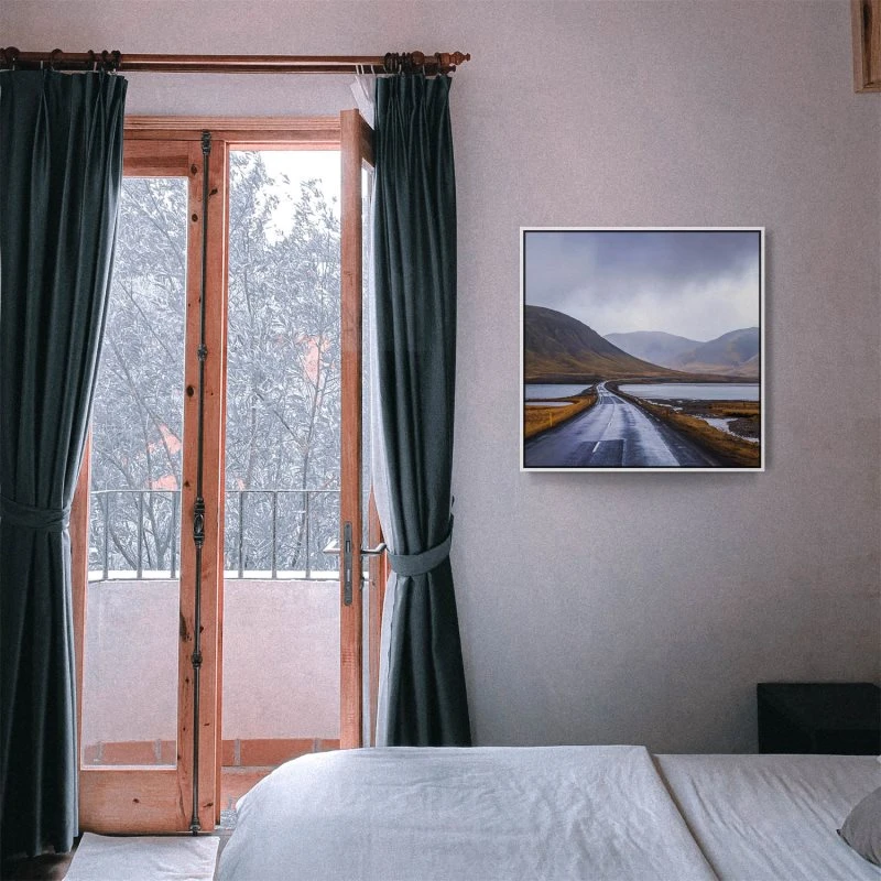 Berge & Gebirge Halbinsel Snæfellsnes Island im weißen Bilderrahmen, 80x80cm