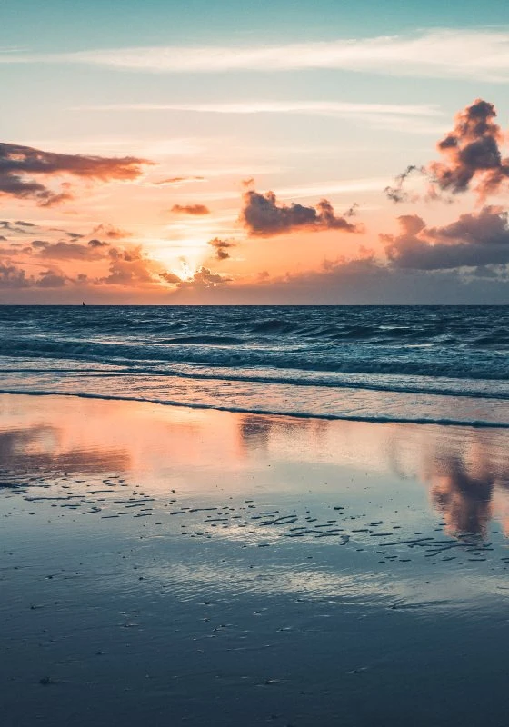 Poster Sonnenuntergang Nordsee Strand & Meer, 70x100cm groß