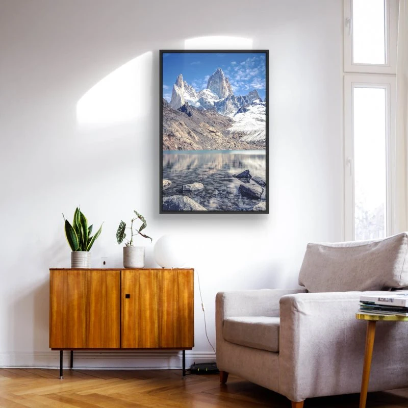 Berge & Gebirge Fitz Roy und  Cerro Torre im Hochformat 100x150cm mit schwarzen Bilderrahmen