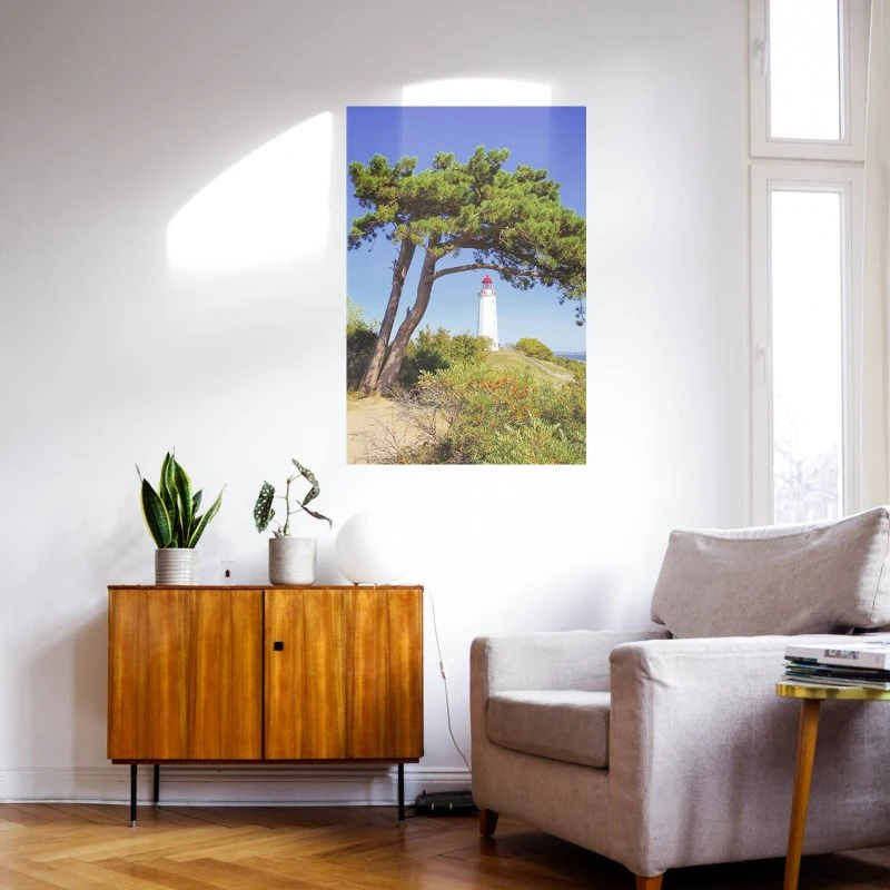 Poster 40x60cm im Hochformat, Leuttchtturm Hiddensee Ostsee Strand & Meer