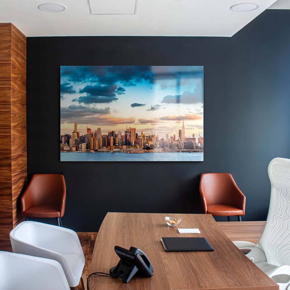 Skyline Panorama von New York als Acrylglasverbund Bild 200x150cm