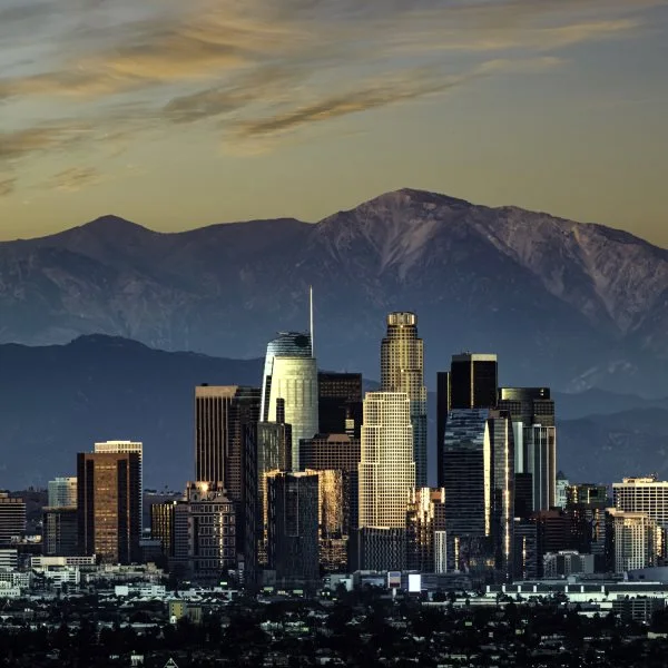 Skyline Los Angeles by night als Leinwand Bild 50x50cm