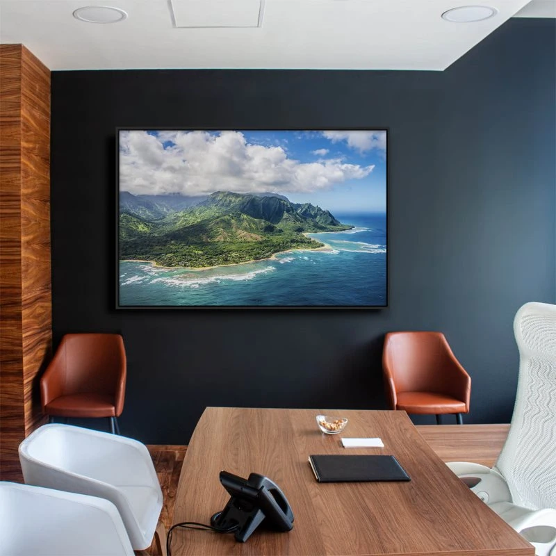 Berge & Gebirge Hawaii Klippen Insel Kauai im schwarzen Bilderrahmen, 200x150cm