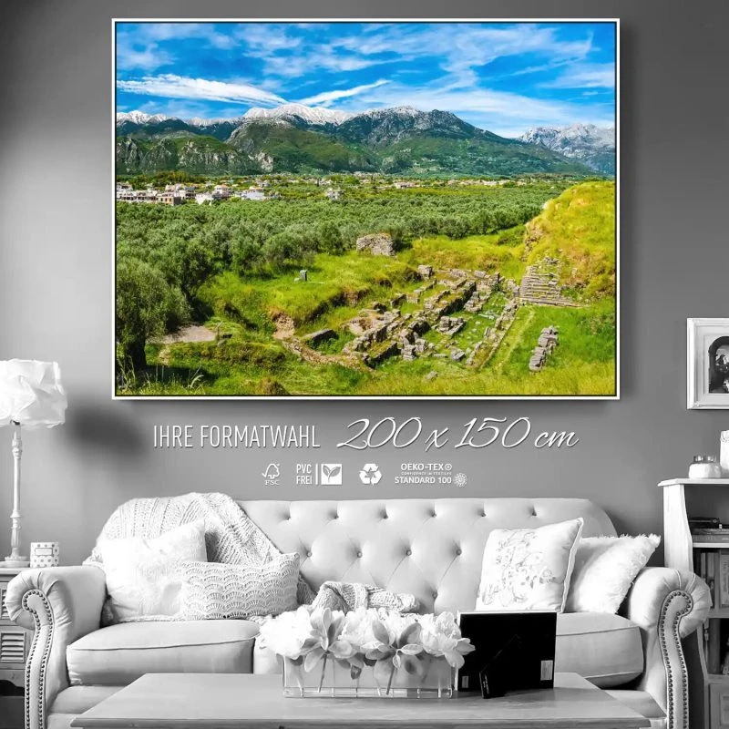 Berge & Gebirge Griechenland Sparta im weißen Bilderrahmen, 200x150cm